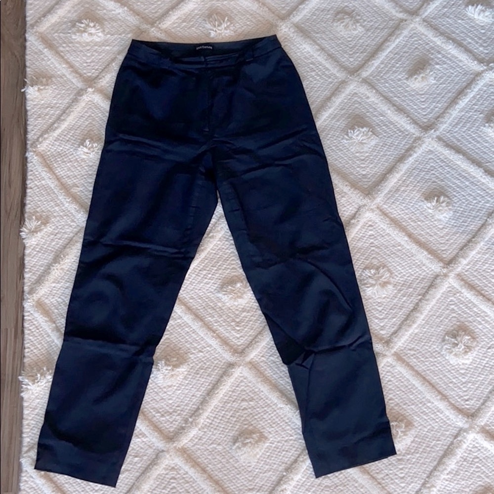 High waisted navy blue dress pants